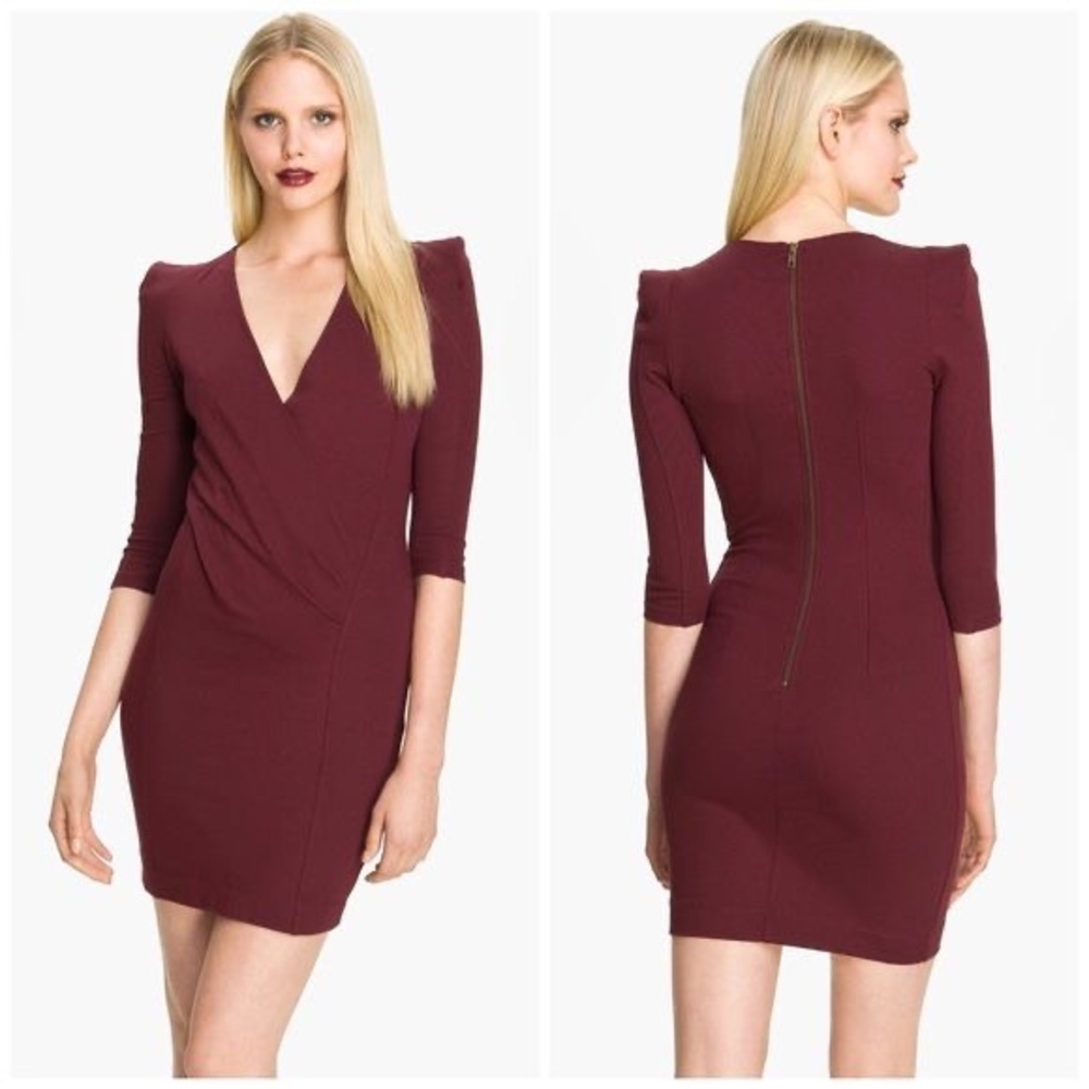 NWT French Connection Burgundy Faux Wrap Dress